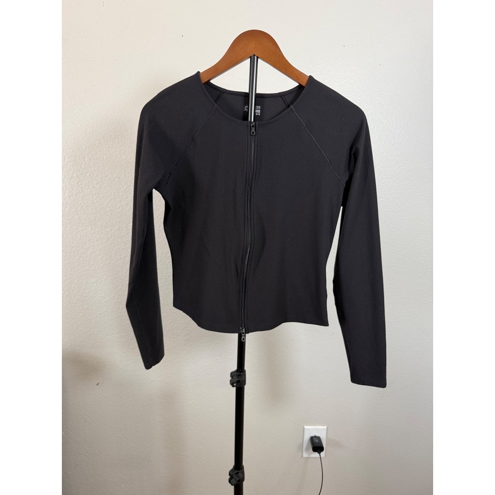 OFFLINE by Aerie Black Ribbed Long Sleeve Full Zip Activewear Jacket Size M